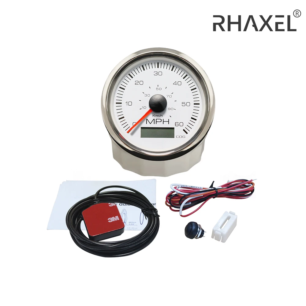 

RHAXEL Universal Boat Truck 85mm 0-80MPH GPS Speedometer Speedo Gauge 12V 24V with Red and Yellow Backlights