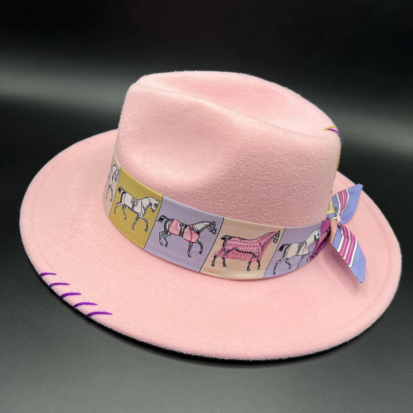 Gradient green 2023 spring hand-stitched Fedora hat irregular color adjustable unisex hat fedora hat felt hat