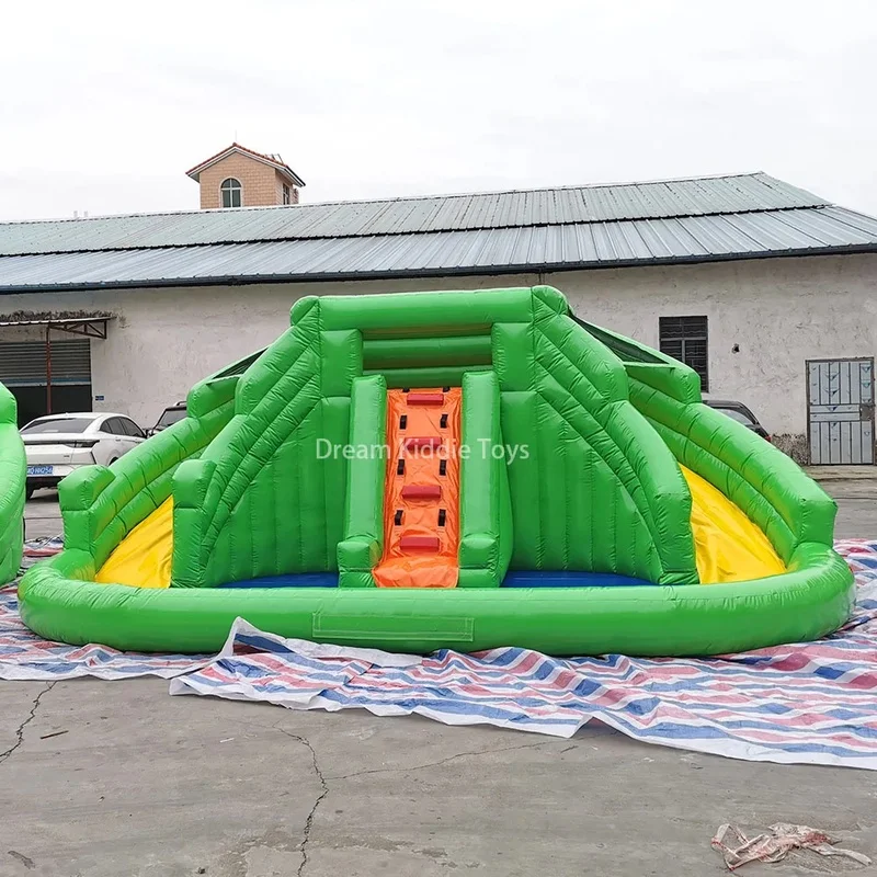 Small Inflatable Water Park for Kids Double Slides With Pool Blow up Bouncy Castle With Rock Climbing Wall and Splash Pool
