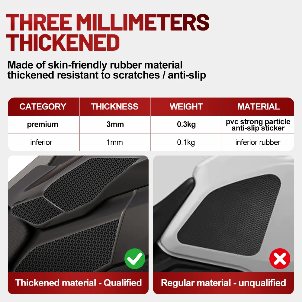 Fit For BMW R1300GS 2Pcs Silicone Anti-Slip Fuel Tank Traction Pad Side Sticker Set