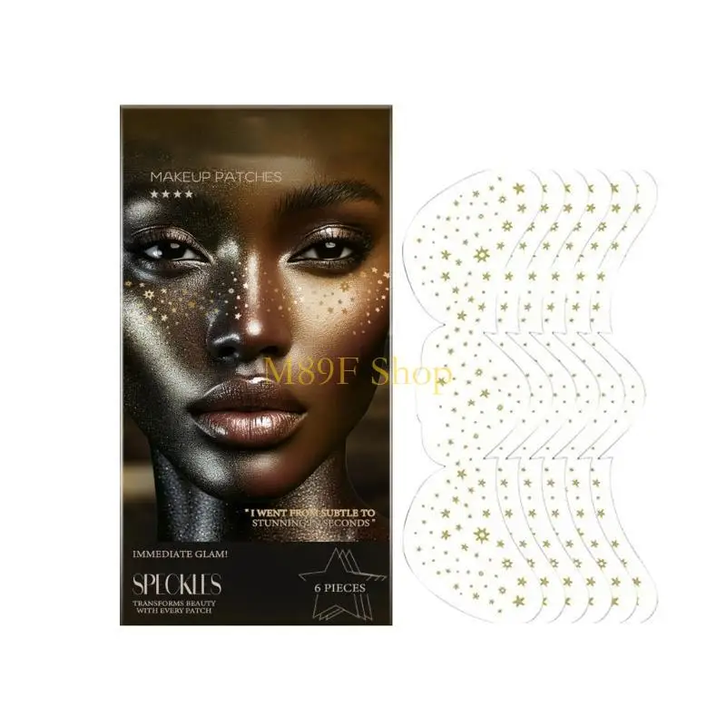 M89F الوجه يلمع النمش بقع ماكياج الوجه النمش كاذبة الجمال الوجه النمش لقضاء عطلة الرقص الموسيقى حفلة ماكياج #4