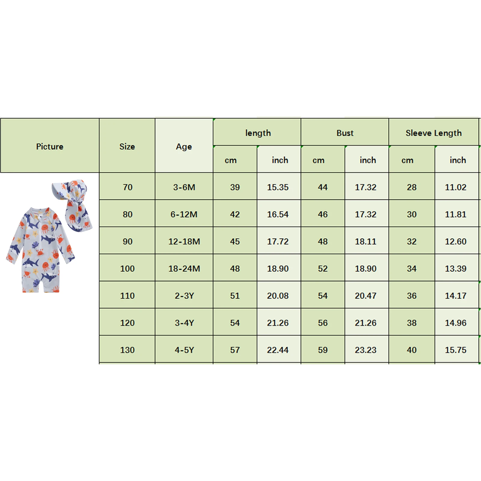 2 Pcs Set Leaves Whale Pattern Zip Up Long Sleeve Crew Neck Baby Boy Swimwears Toddler Baby Boy Rash Guard Swimsuit with Hat