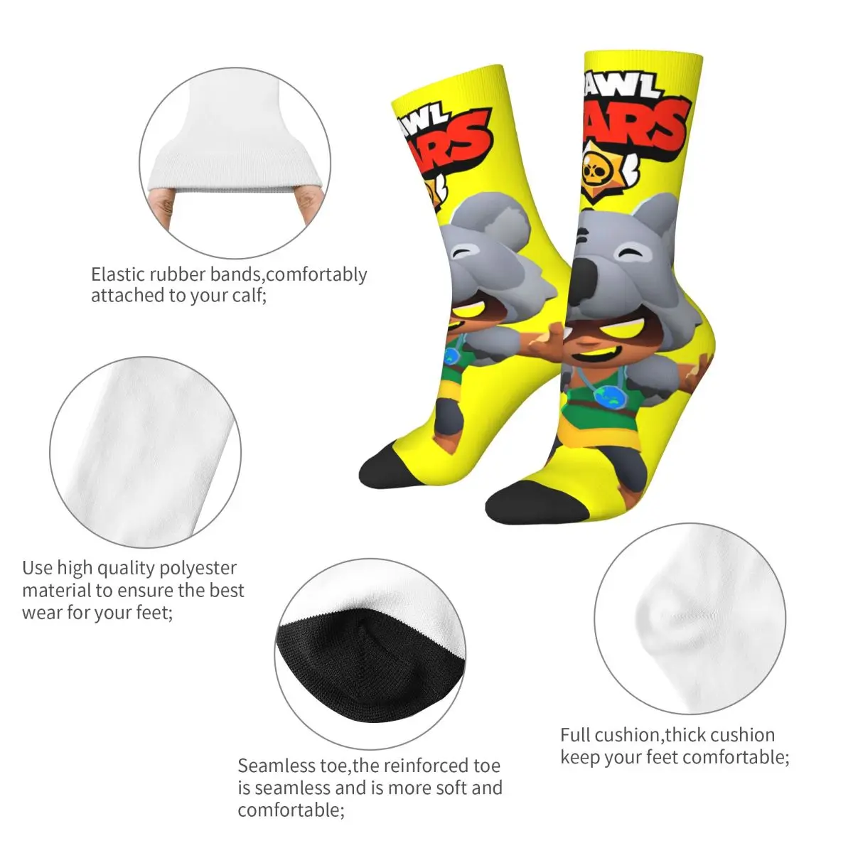 Autumn Winter Crazy Design Men's Women's Braws-Star Socks Cool Leon Game Breathable Football Socks