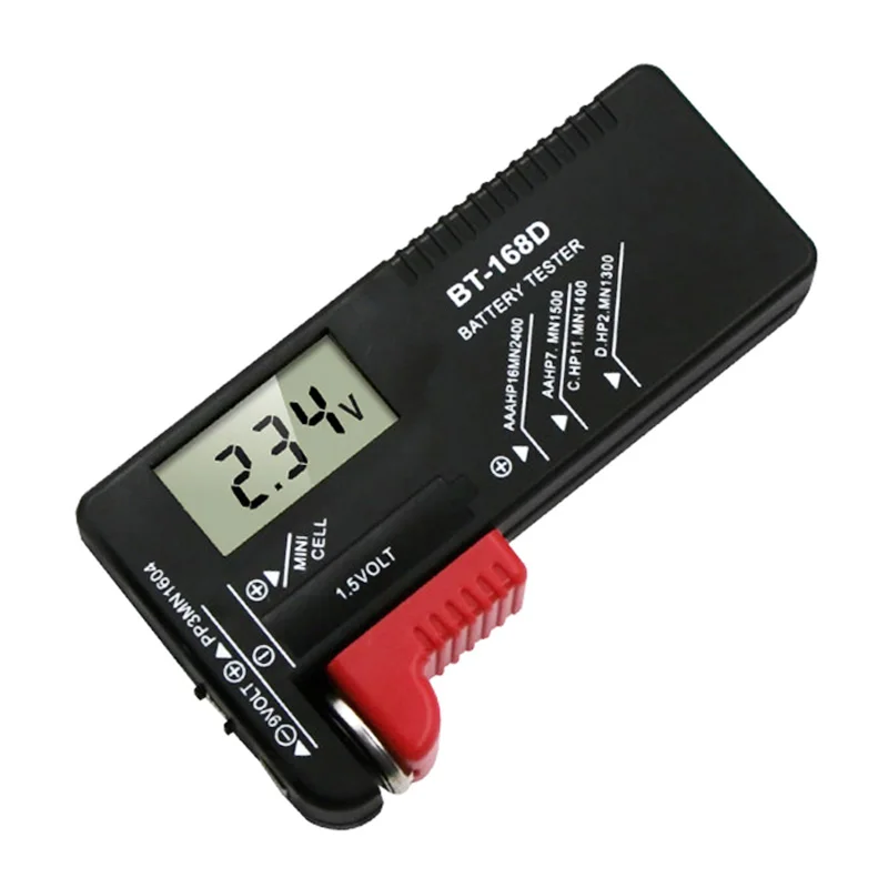 1Pc Digitale Batterij Tester LCD-Scherm C D N Aa 9V 1.5V Knoopcel Batterij Capaciteit Check Detector BT-168D BT-168