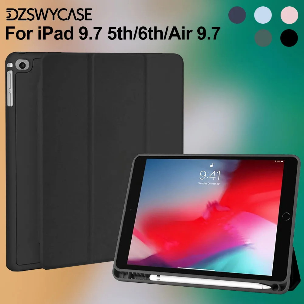 Compatible With iPad 9.7 Inch 6th/5th/Air 9.7 Generation 2018/2017 Case-Protective Cover With Pencil Holder,With Auto Sleep/Wake