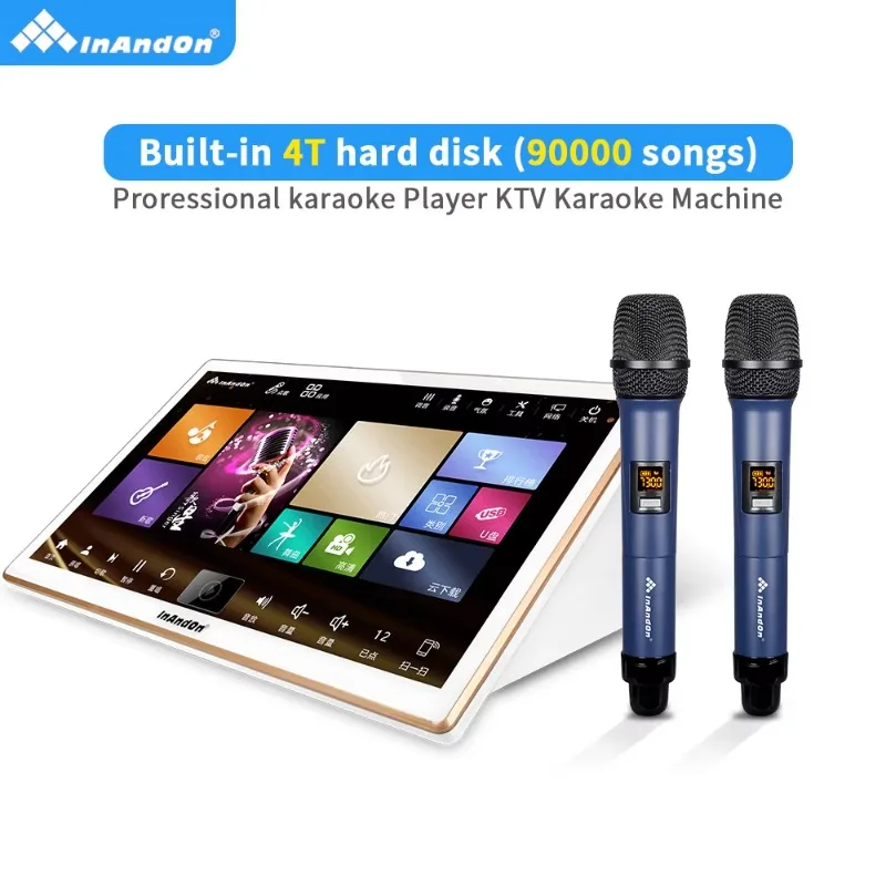 18.5'' Touch Screen 5 In 1 Karaoke Player 4T Portable Karaoke System Machine With Wireless Microphone Juke Box KTV Karaoke Set