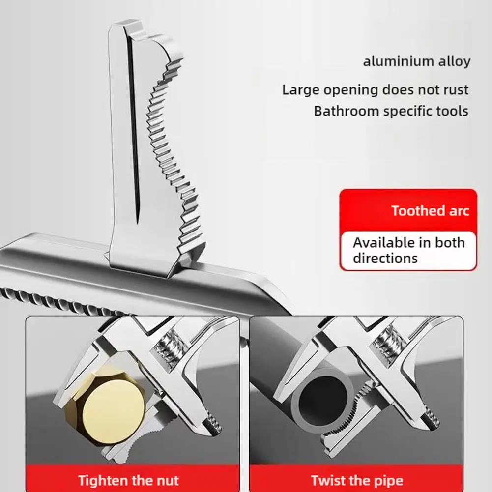 Universal Sanitary Wrench Tool Live Mouth Short Handle Adjustable Large Opening Wrench Kitchen Bathroom Wrench Multifunctional