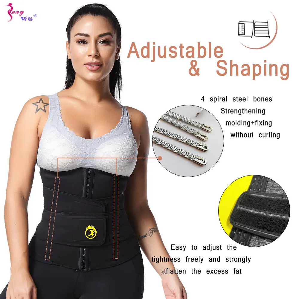 SEXYWG Waist Trainer Neoprene Body Shaper Belt Weight Loss Flat Belly Band Workout Fat Burning Strap Sweat Tummy Control Girdle