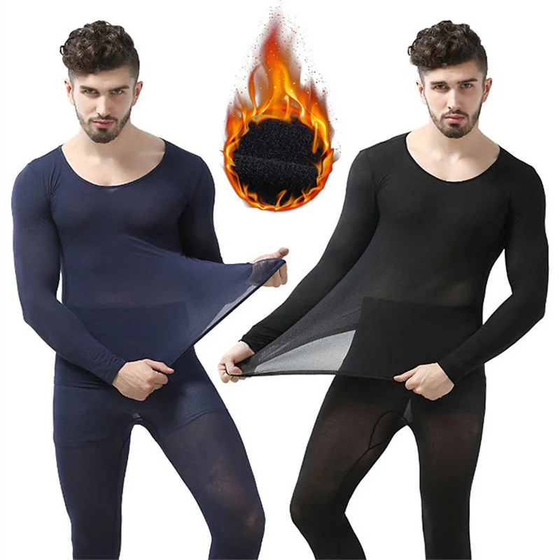 Ropa interior térmica de temperatura constante para hombre, ropa interior elástica ultrafina, sin costuras, larga, para invierno, 37 grados