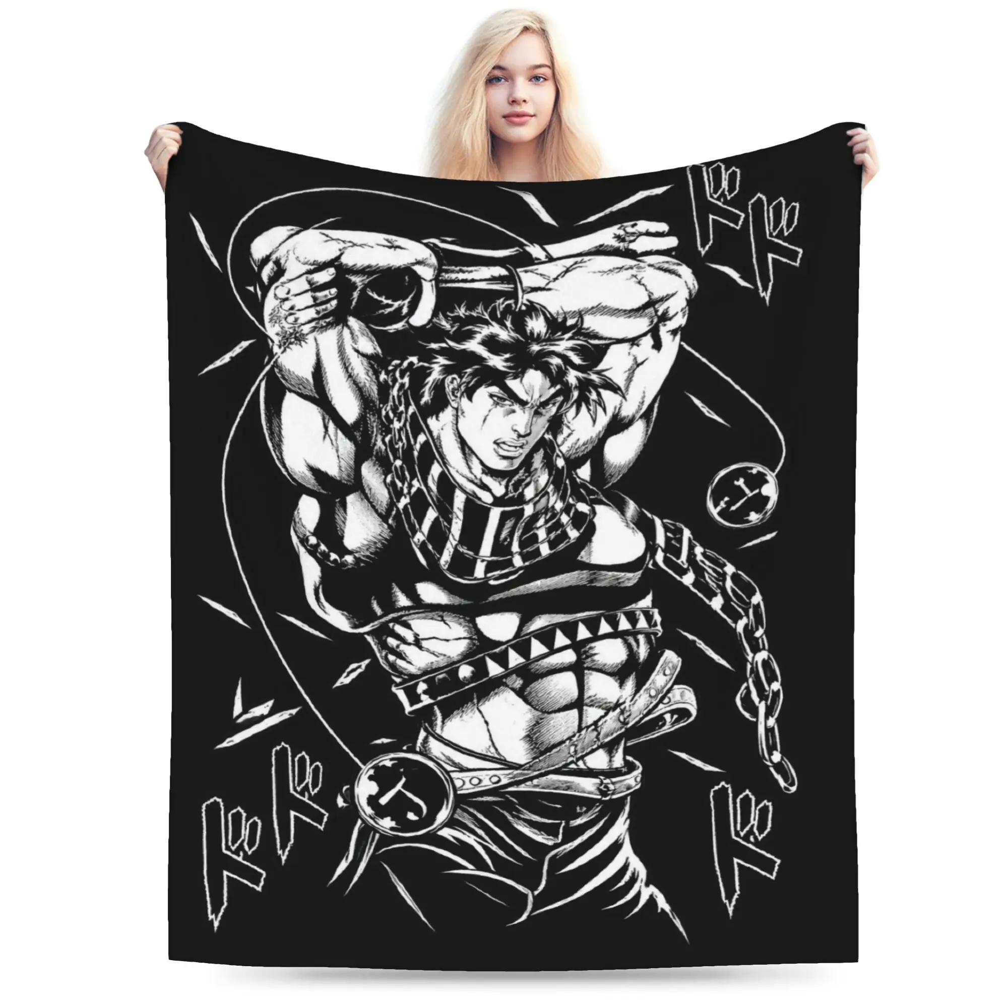Jojo's Bizarre Adventure Joseph Joestar Fighter Flannel Blanket Warm Soft Bedding Throws for Home Decor Bedspread Sofa Bed Cover