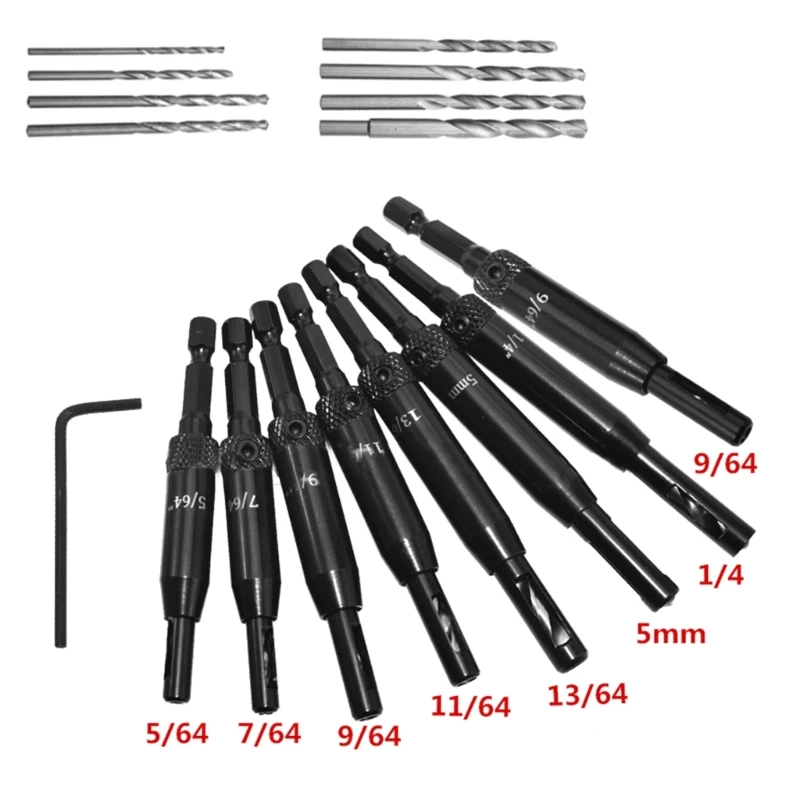 7pcs/8pcs/16pcs Self Centering Hinge Drill Bits Set for Door Window Cabinet Woodworking Shank Easy Operation Durable