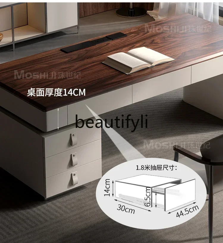 Y183Desk black walnut Italian light luxury modern study home boss office computer deskQ