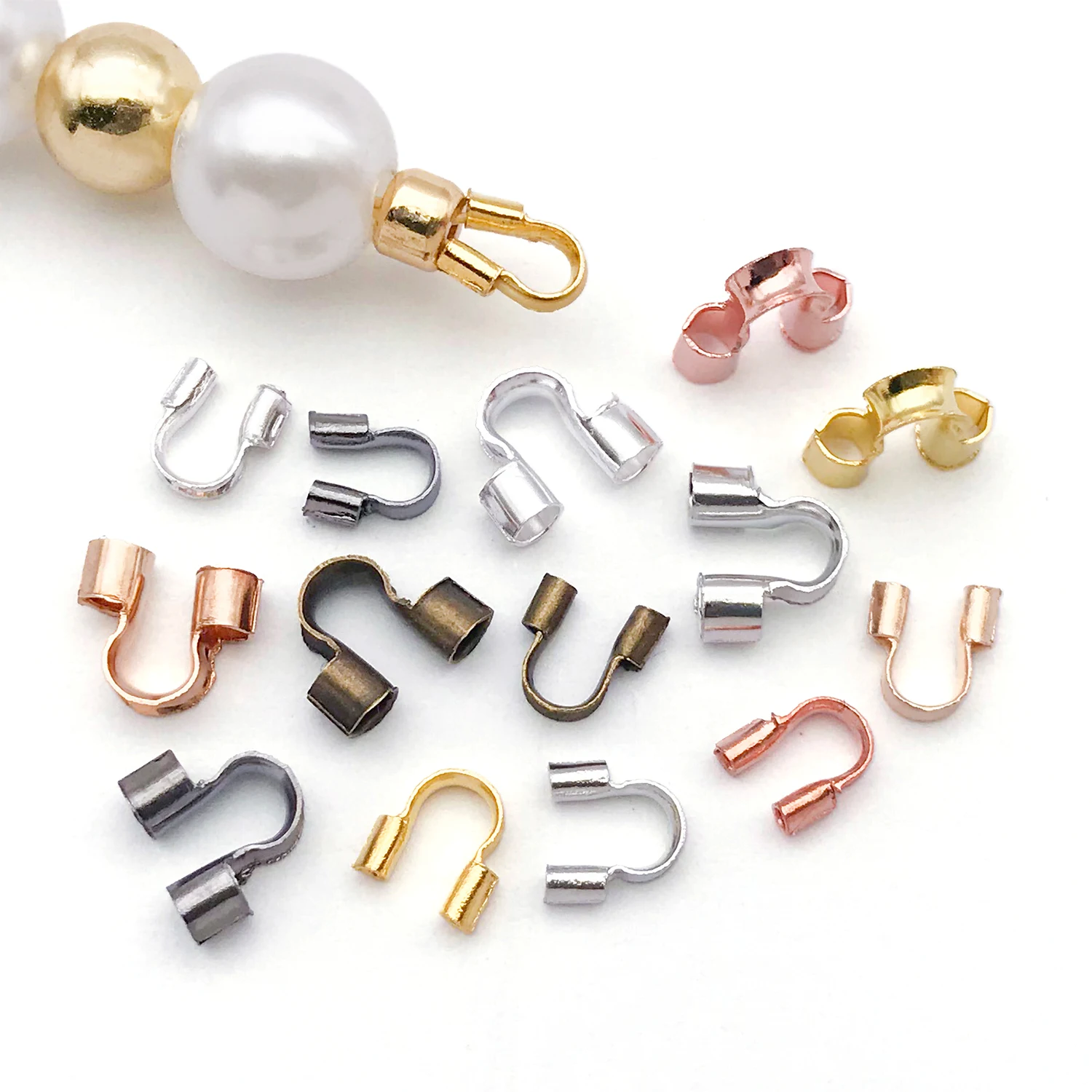 200pcs Metal Copper U Shape Clasps Protection Wire Closure End Clasps For DIY Bracelet Necklace Jewelry Making Accessories