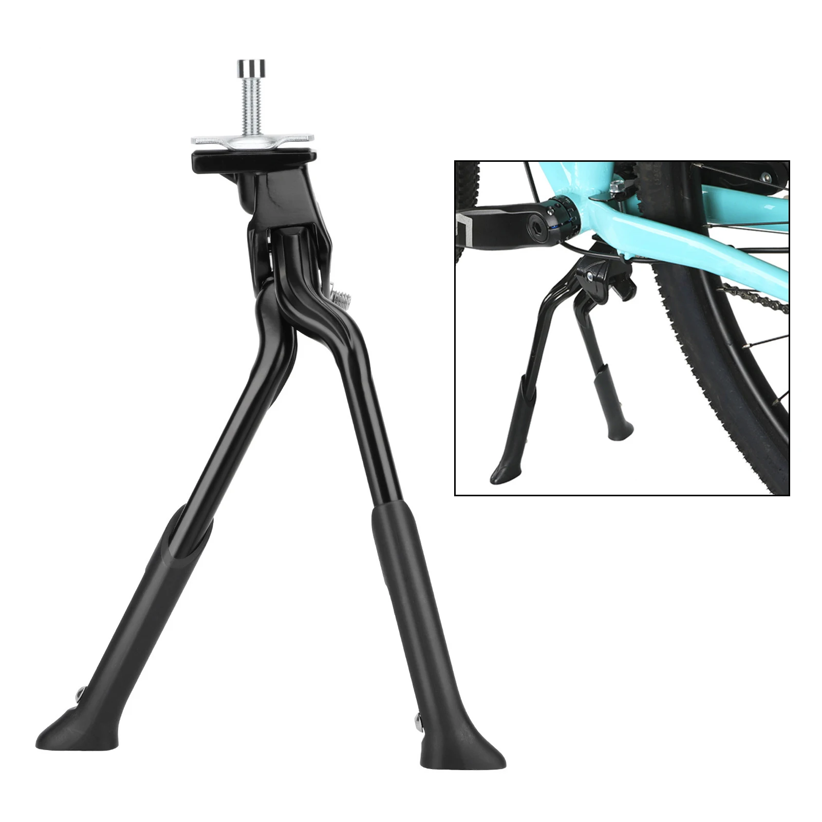 Adjustable Bike Kickstand Center Mount Bicycle Stand Dual Foldable Double Leg Length for 24