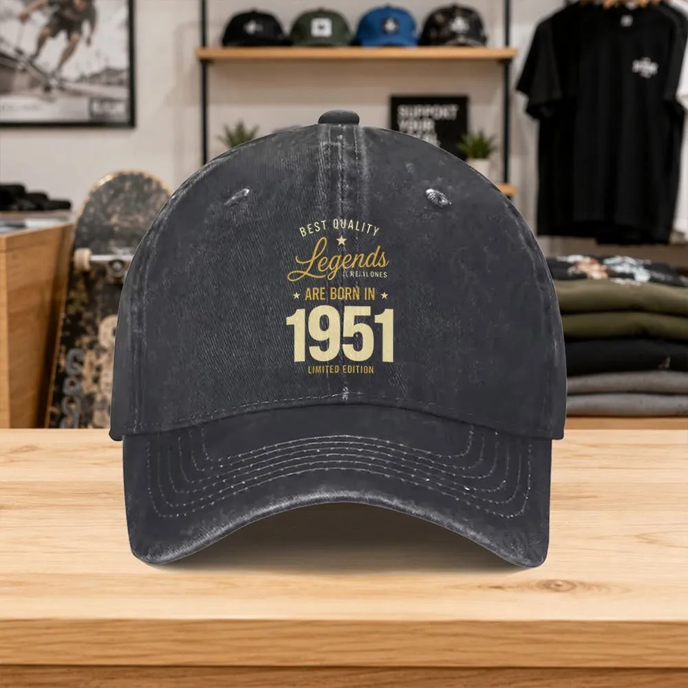 1951 Legendary Washed Baseball Cap Unisex Cotton Dad Hat for Outdoor Casual Wear
