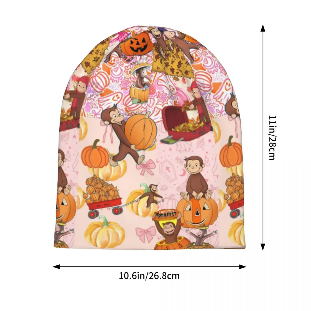 Curious George Bonnet Hat Fashion Outdoor Cute Monkey Skullies Beanies Hats Men's Women's Warm Dual-use Cap