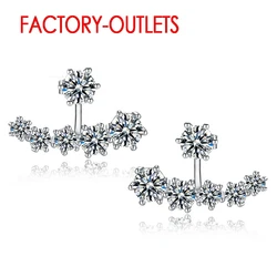 New Fashion Real 925 Sterling Silver Shiny Cubic Zirconia Crystal Beads Neckband Stud Earrings for Women Wedding Bijoux Brinco