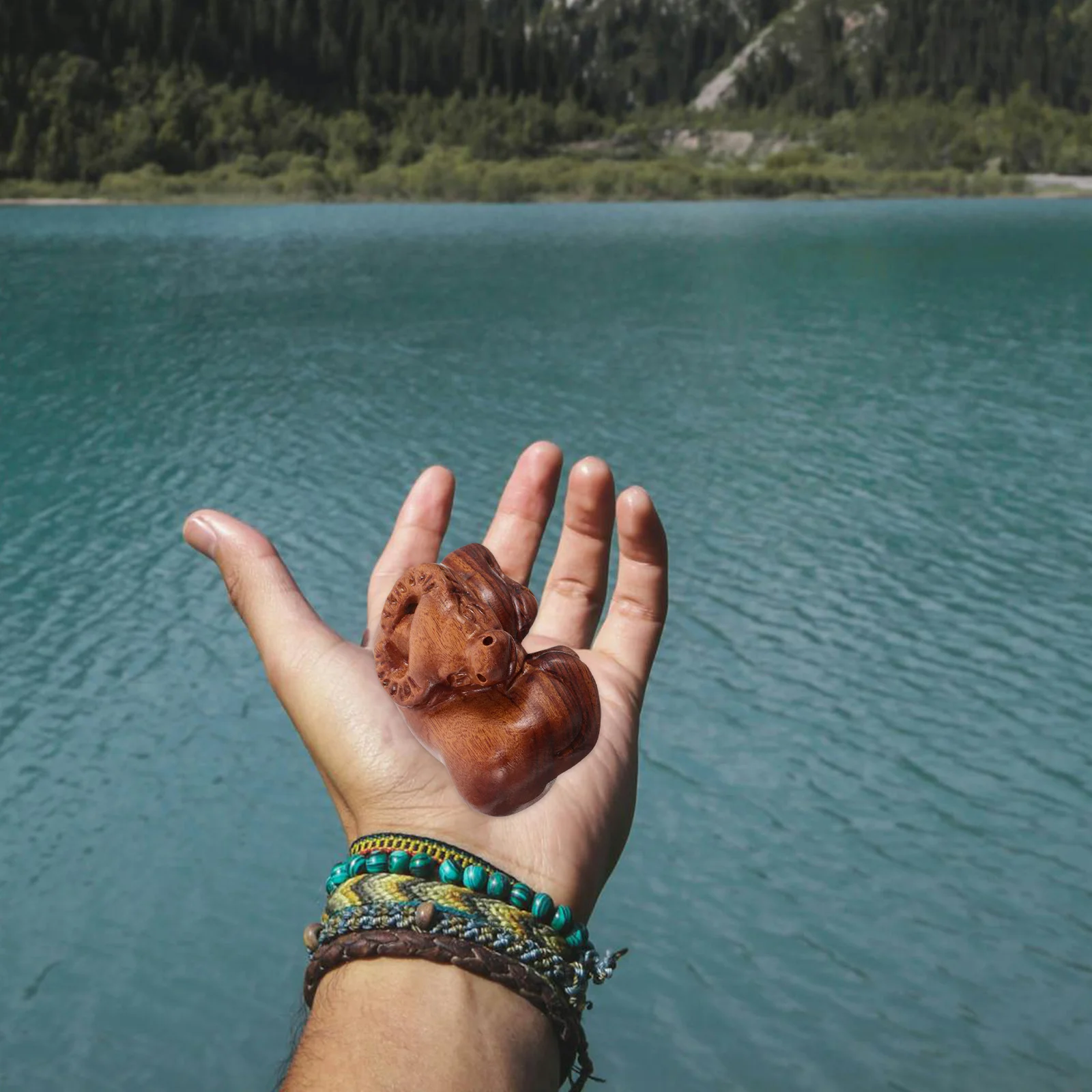 

Wooden Bull Sculpture Hand-Carved Chinese Zodiac Ox Feng Shui Rustic Home Office Decor Ornament Chinese New Year Figurine
