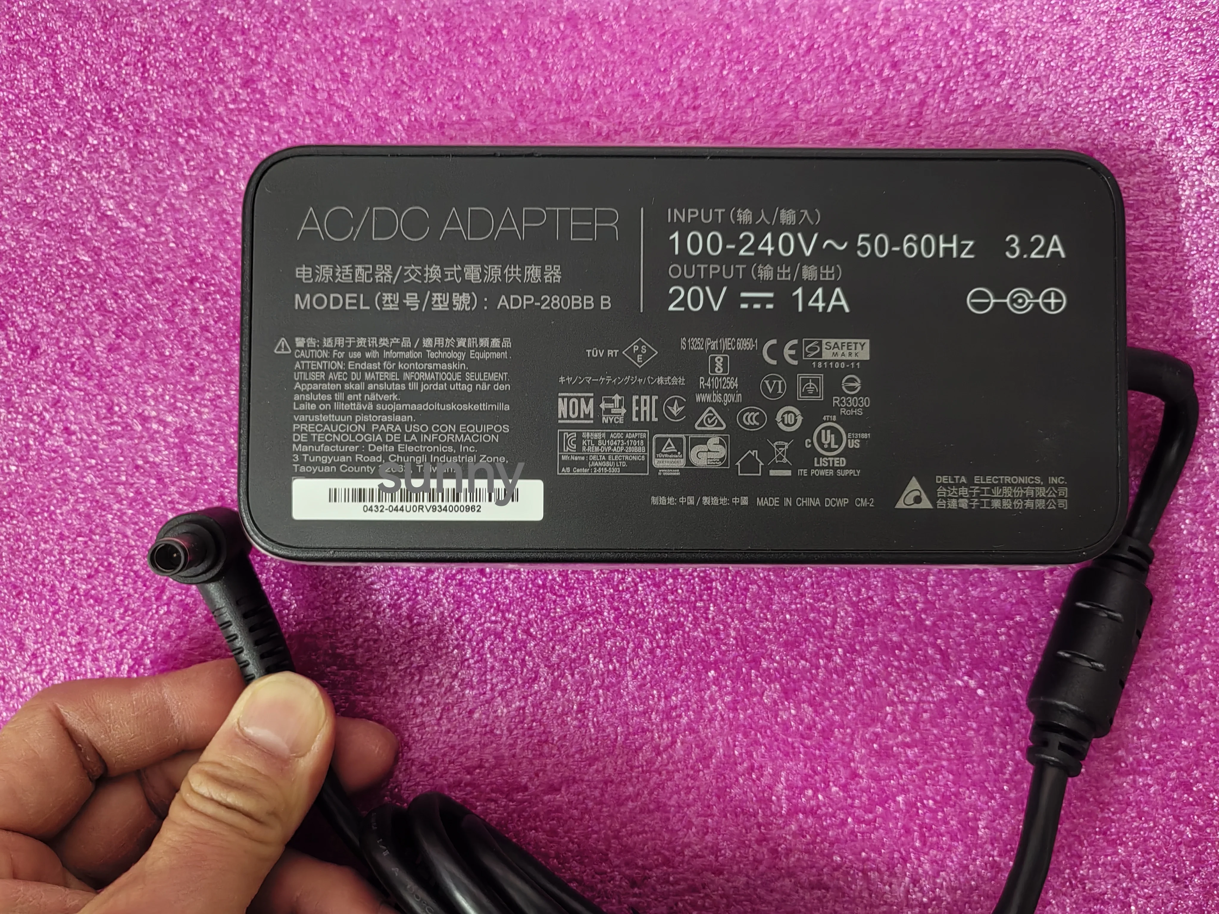 OEM Delta 20V 14A ADP-280BB B 7.4mm Pin 280W AC Adapter For MSI GE63 Raider RGB MS-16P7 9SF-600us RTX2070 Gaming Laptop