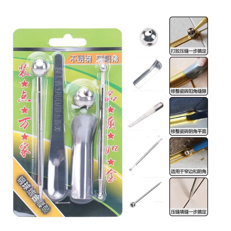 1 Set Stainless Steel Negative Angle Positive Angle Joint Pressing Tool Joint Pressing Steel Ball Sealant Construction Tool