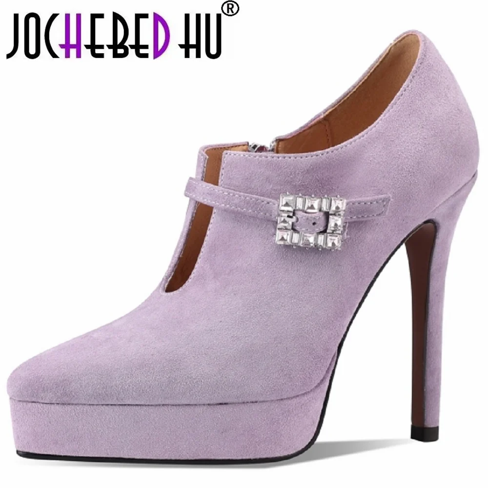 

【JOCHEBED HU】Женские туфли ручной работы из натуральной кожи на высоком каблуке для свадьбы, банкета, вечеринки, сексуальные туфли без каблука, размеры 33-40