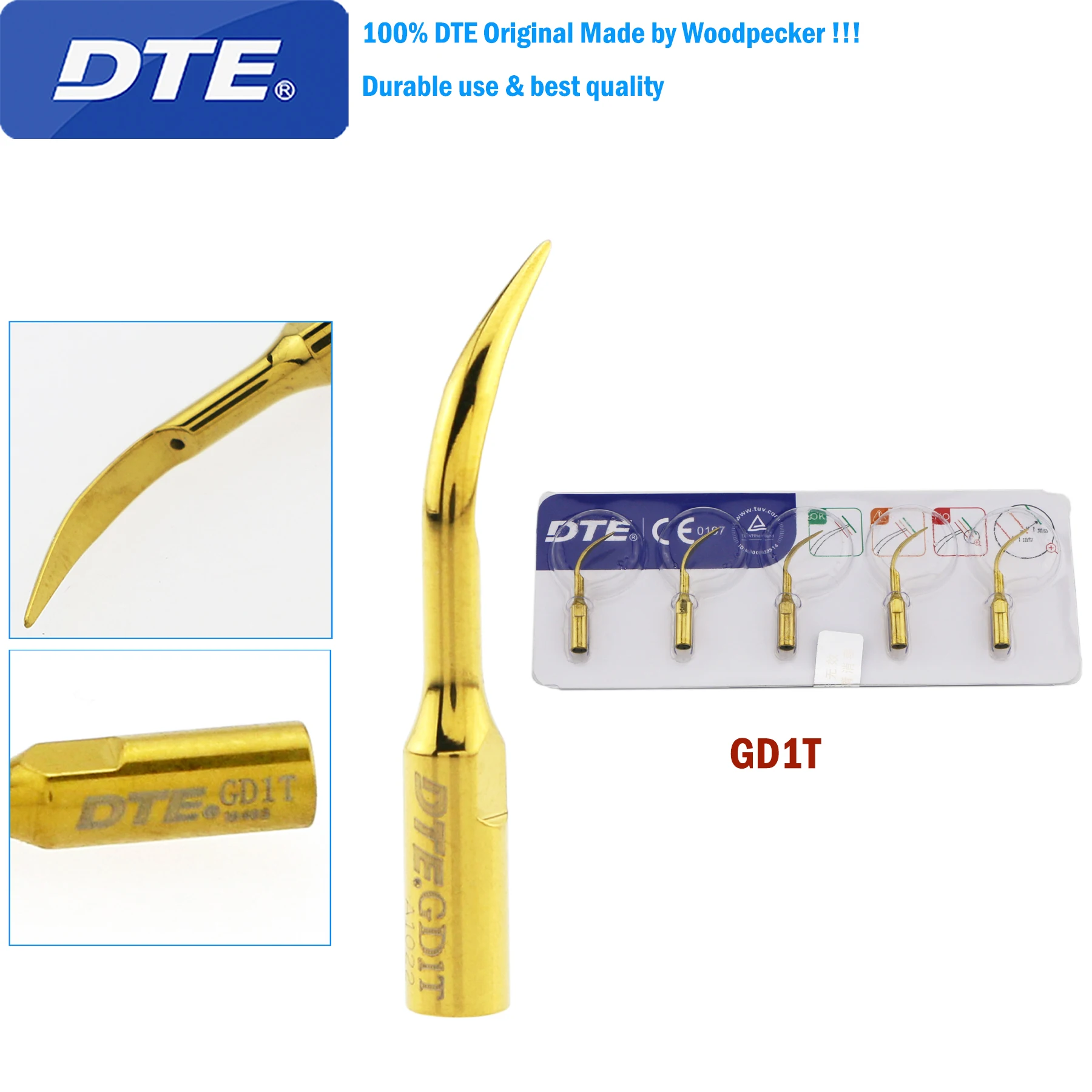 

Original 100% Woodpecker DTE Dental Ultrasonic Scaling Tip for DTE Satelec GD1T 1/5PCS