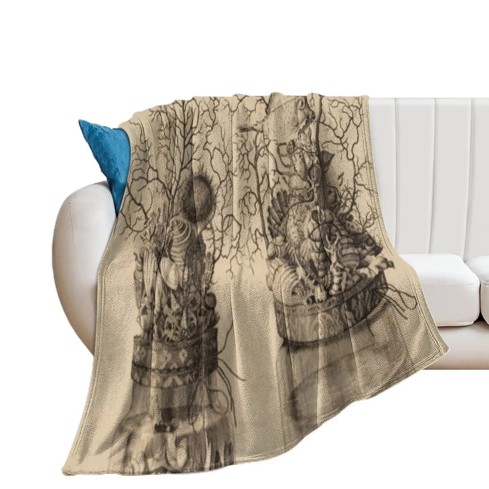 Cabinet Of Curiosity Corals Throw Blanket valentine gift ideas Travel Blankets