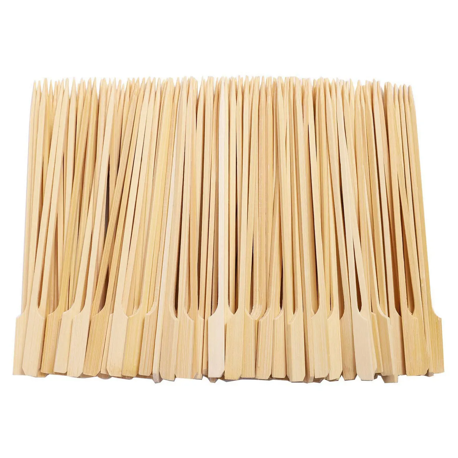 A206Z~500Pcs Bamboo Paddle Skewers Barbecue Bamboo Skewers Cocktail Sticks for Barbeque Kebabs Cocktails Buffets Party 12cm