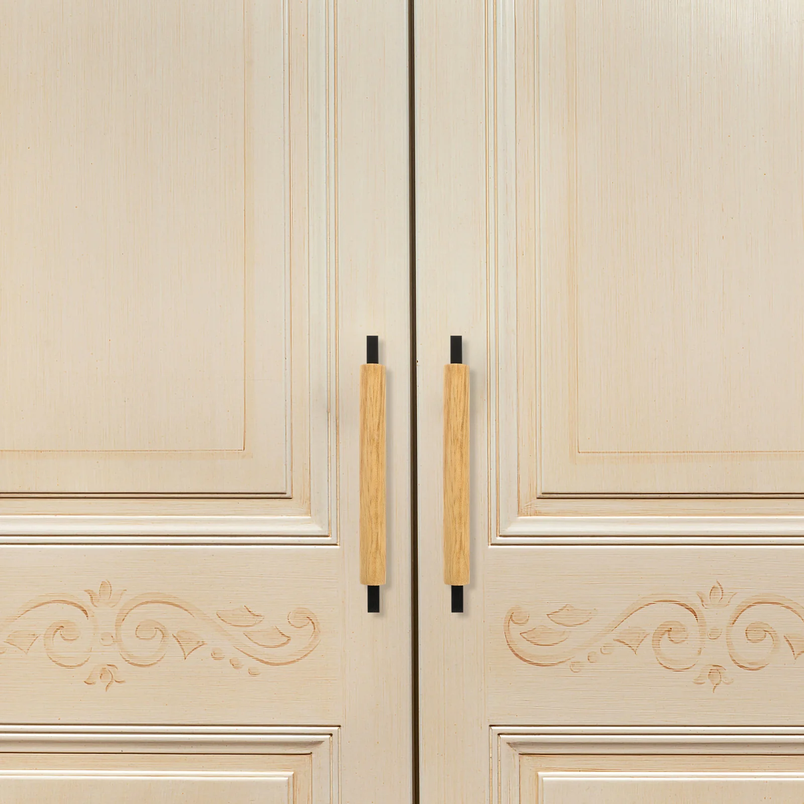 

Modern Cabinet Handles Wooden Metal Door Pull for Kitchen Cabinet Drawers Cupboard Wardrobe Closet Door Hardware