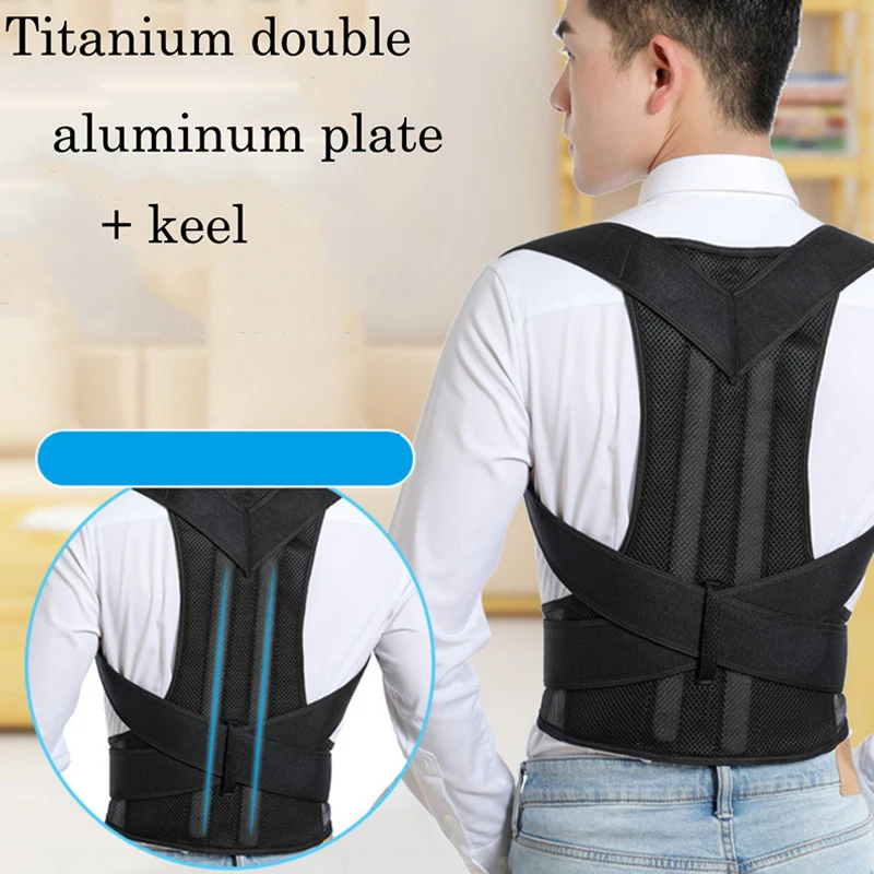 Adjustable Black Back Posture Corrector Shoulder Lumbar Spine Brace Support Belt Health Care for Men Women Unisex