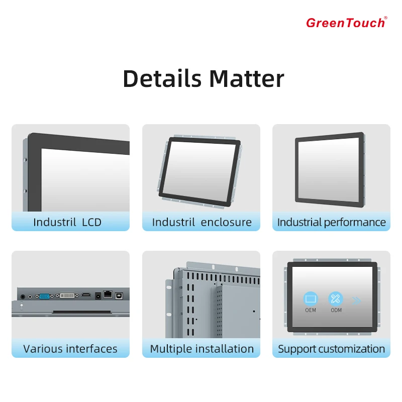 شاشة لمس VESA مقاس 17 بوصة تعمل باللمس مثبتة على الحائط تعرض شاشة صناعية متعددة اللمس لفحص كشك السيارات