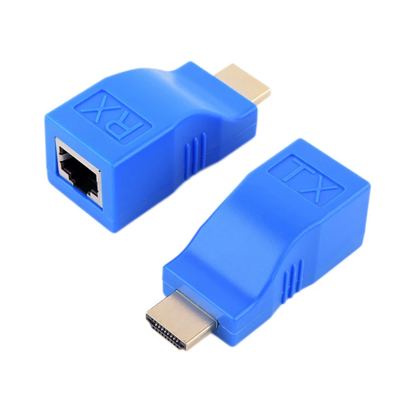 1 para adapterów przedłużaczy RJ45 4K zgodnych z HDMI do 30 m na przedłużacze sieciowe Ethernet LAN CAT5e/6 dla HDTV HDPC DVD PS3 STB