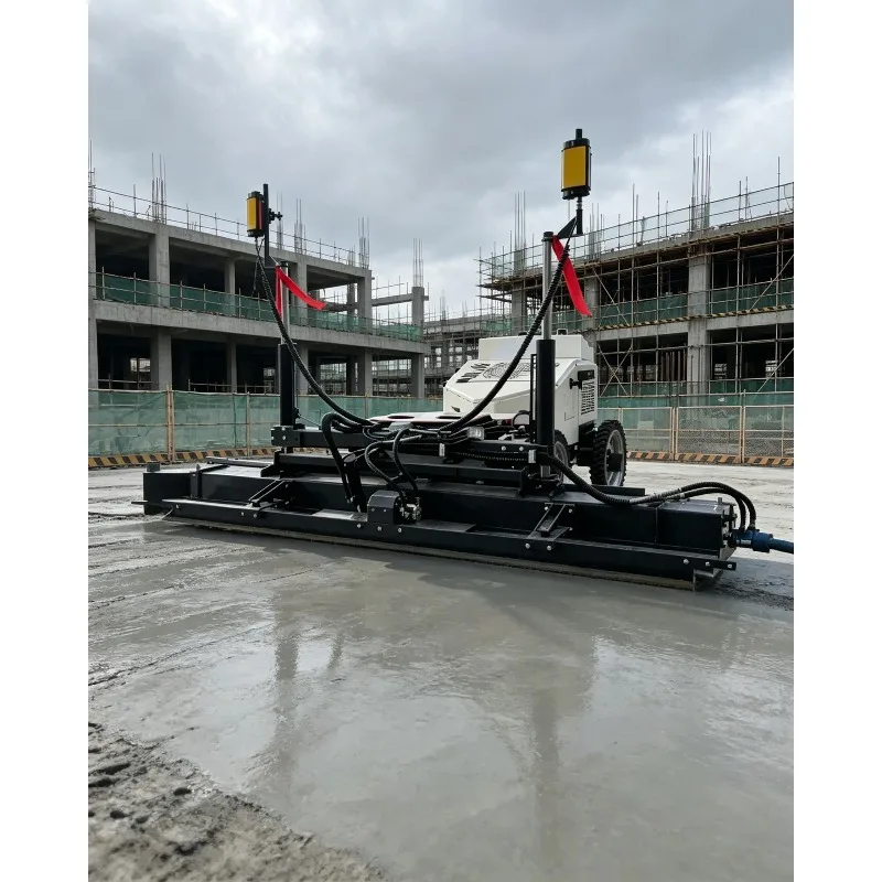 Fully Automatic 4 Wheels Laser Concrete Leveling Machine Self Leveling Screed Road Construction Machinery Concrete Laser Screed,