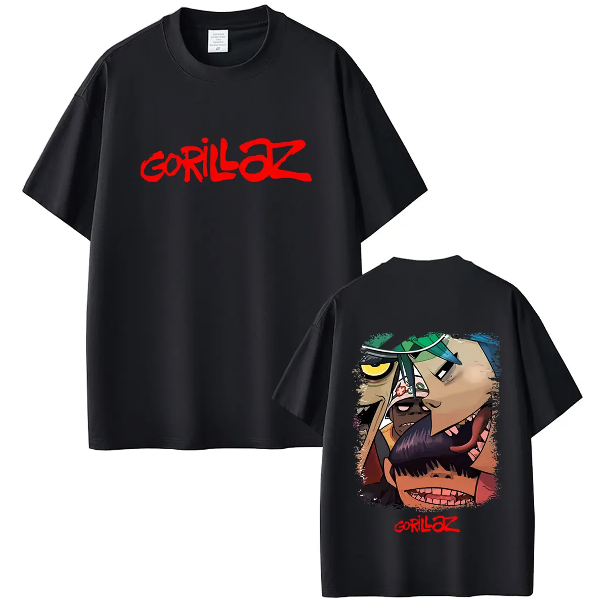 

Rock Band Gorillaz Double Sided Print T-shirt Men Women Clothing Hip Hop Fashion Short Sleeve Male Vintage Oversized T Shirts