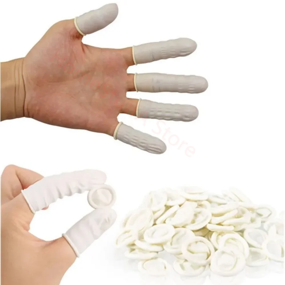 100pc Natürliche Einweg Latex Fingerlinge Nicht-slip Anti-statische Finger Kondome für Kosmetikerin Arbeit Fingerspitzen Protector handschuhe