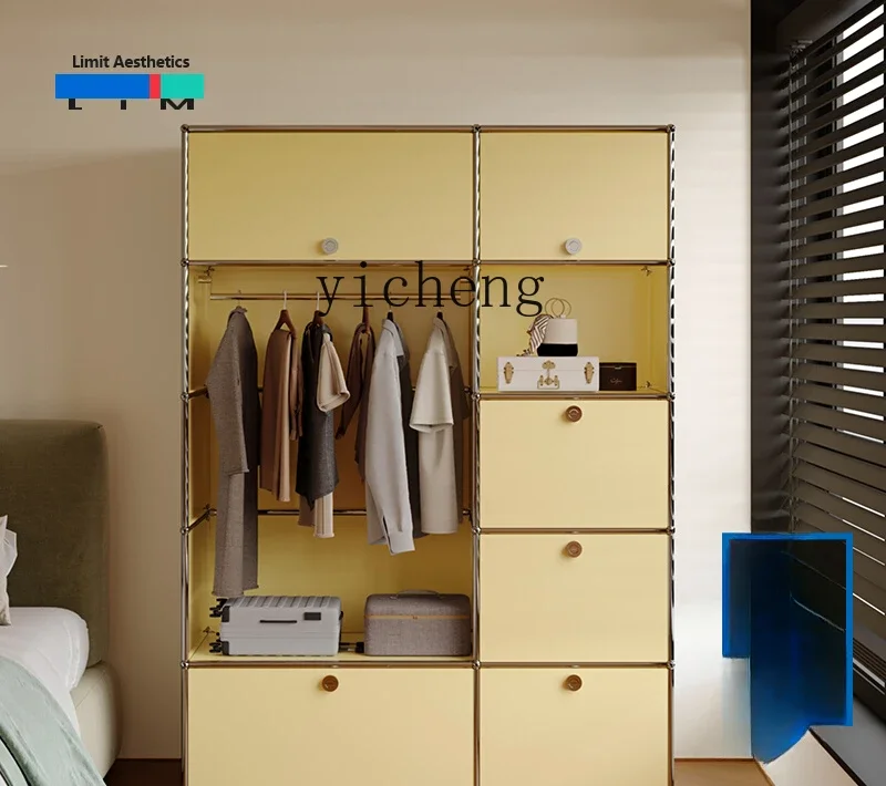 medieval stainless steel wardrobe module bedroom household small apartment stainless steel storage hanging wardrobe