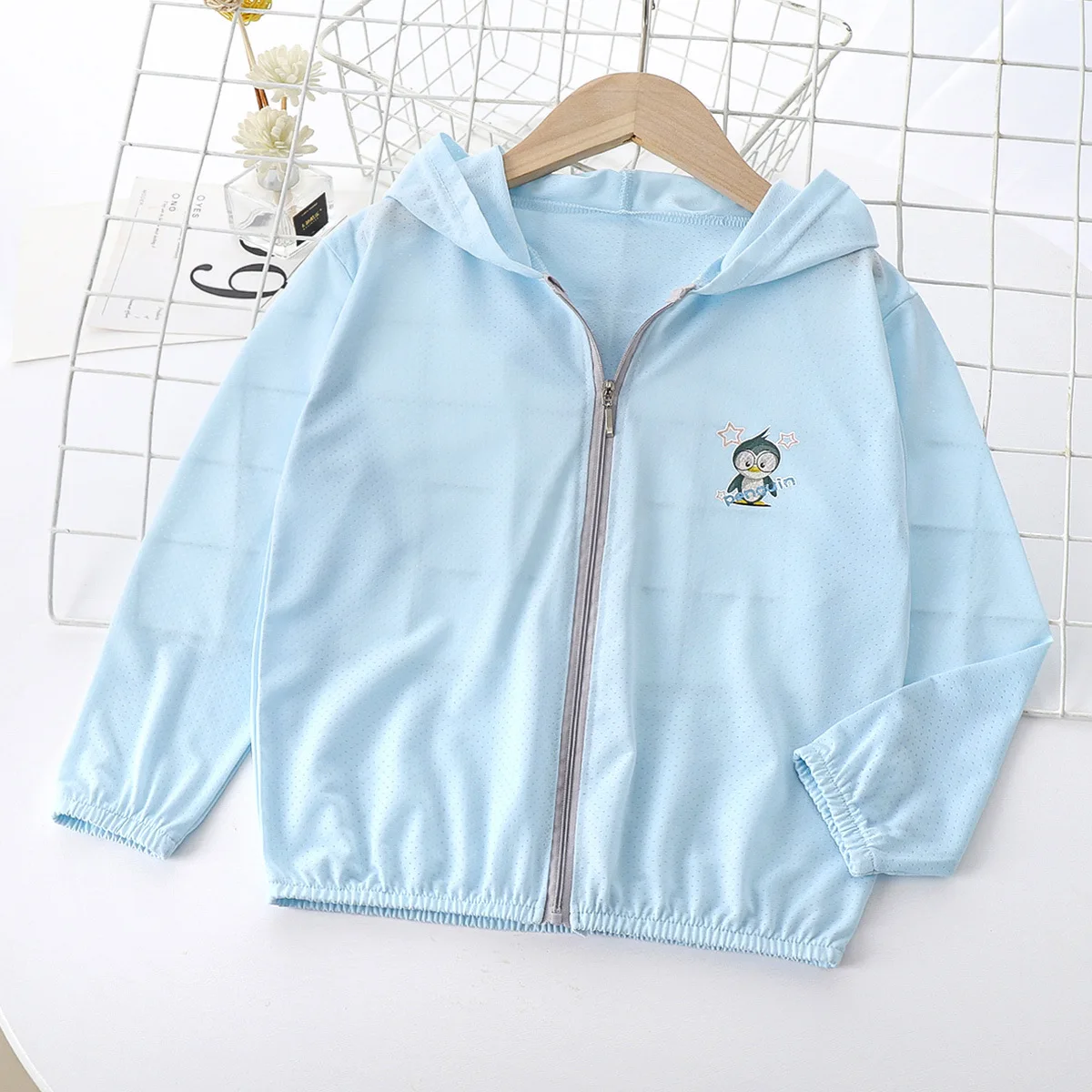 Summer Children\'s Breathable Coats Baby Hooded Sunscreen Clothing Kids Jacket Boys Girls Long-sleeved Thin Coat