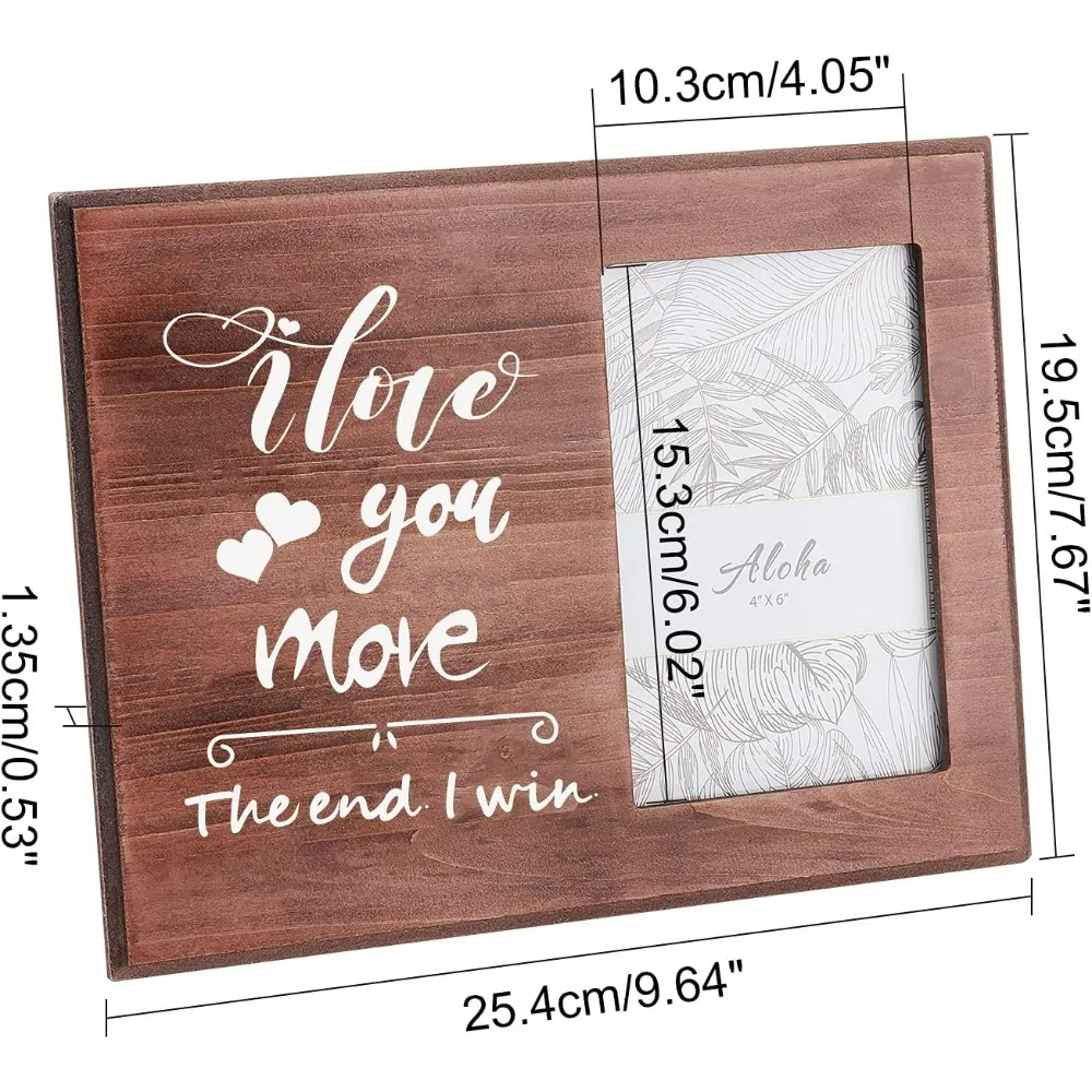 4x6 Inch I Love You More The End I Win Picture Frame Natural Wood Couples Wedding Photo Frame Romantic Gifts for Boyfriend