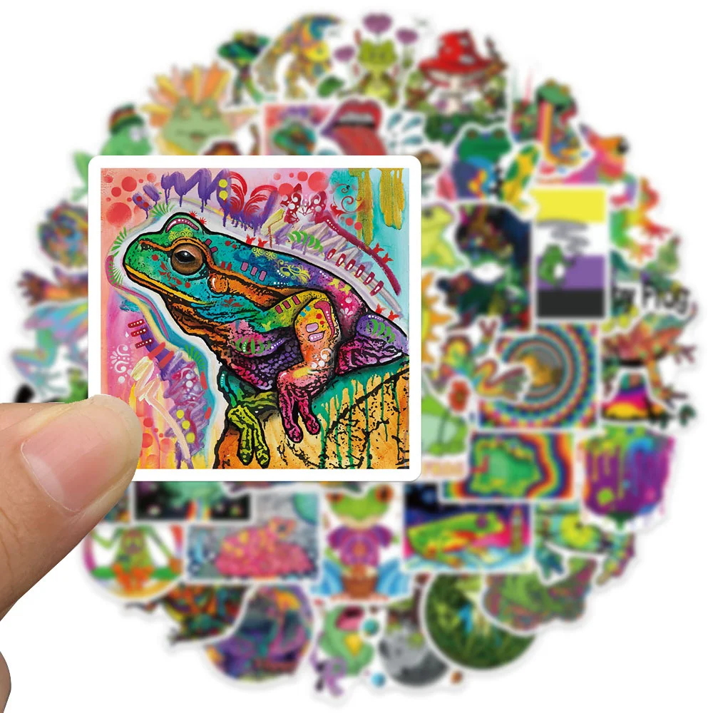 10/30/50pcs Psychedelic Aesthetics Frog Cartoon Graffiti Sticker For Luggage Laptop Ipad Skateboard Motorcycle Sticker Wholesale