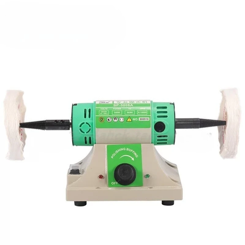 Dentals Technician Polishing Machine Double Head Polishing Instrument Small Portable Adjustable SpeedEquipment with Cloth Wheel