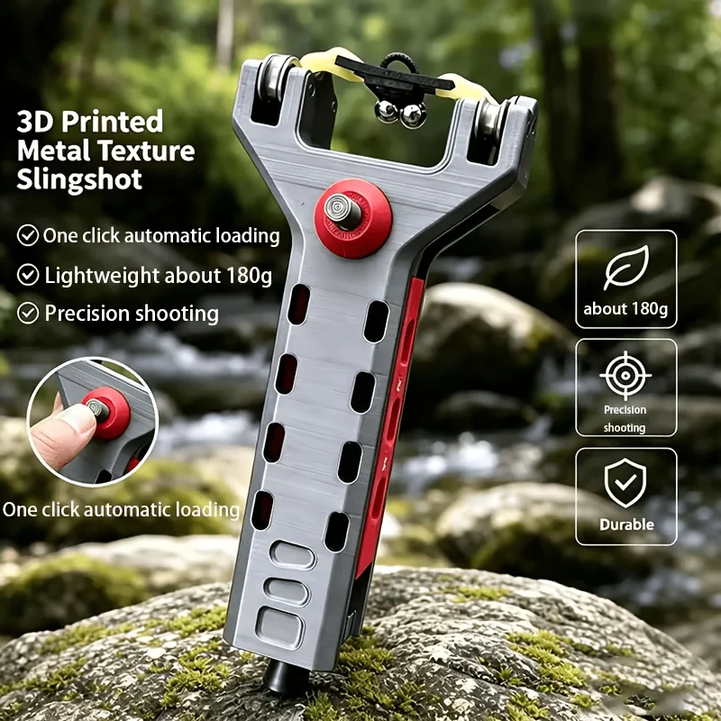 Portable Slingshot with Auto Magazine Precision Shooting Outdoor Hunting Catapult including Replacement Bands Sport Tool