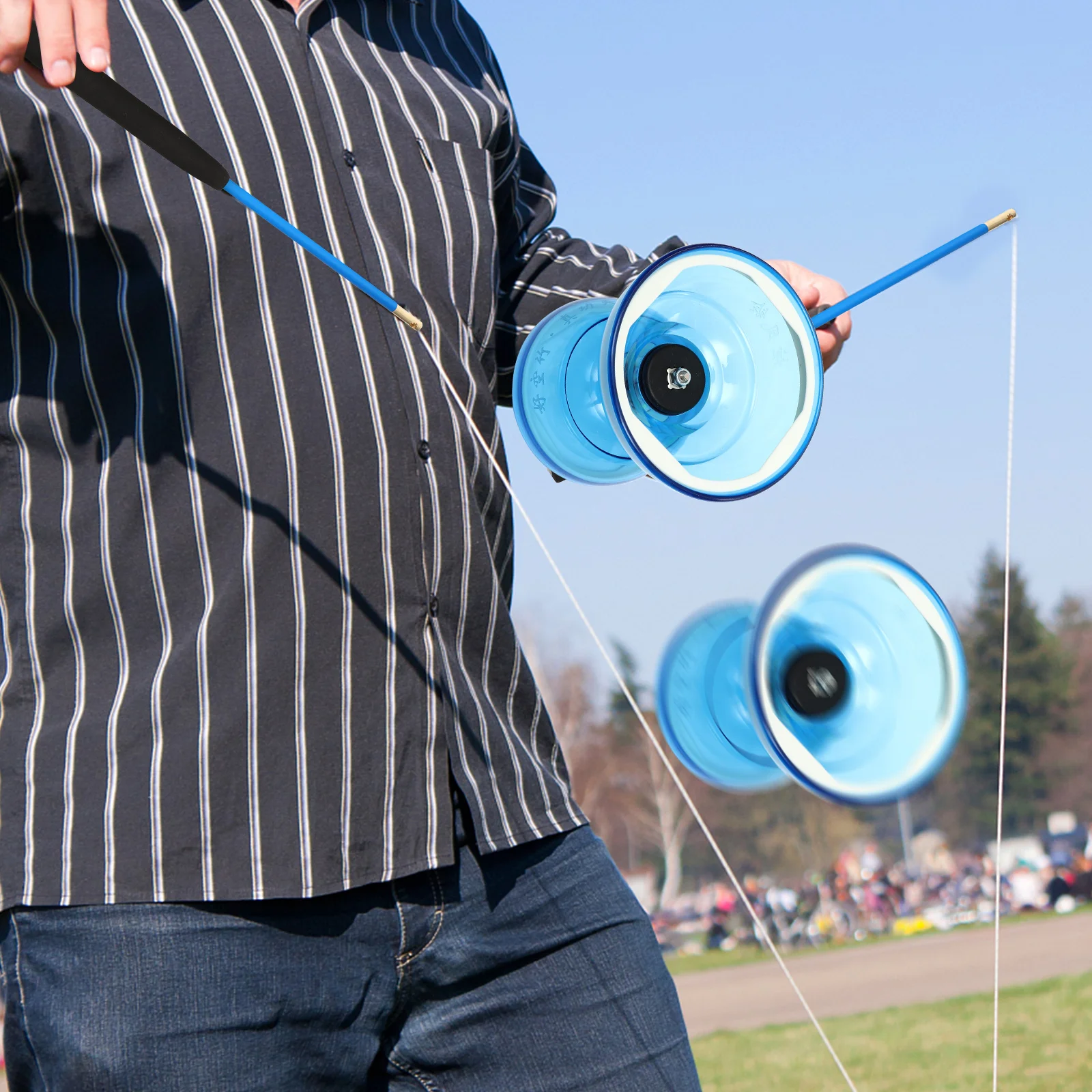 Diabolo professionnel à triple roulement pour homme, jouet de fitness, Yoyo chinois, 1 ensemble