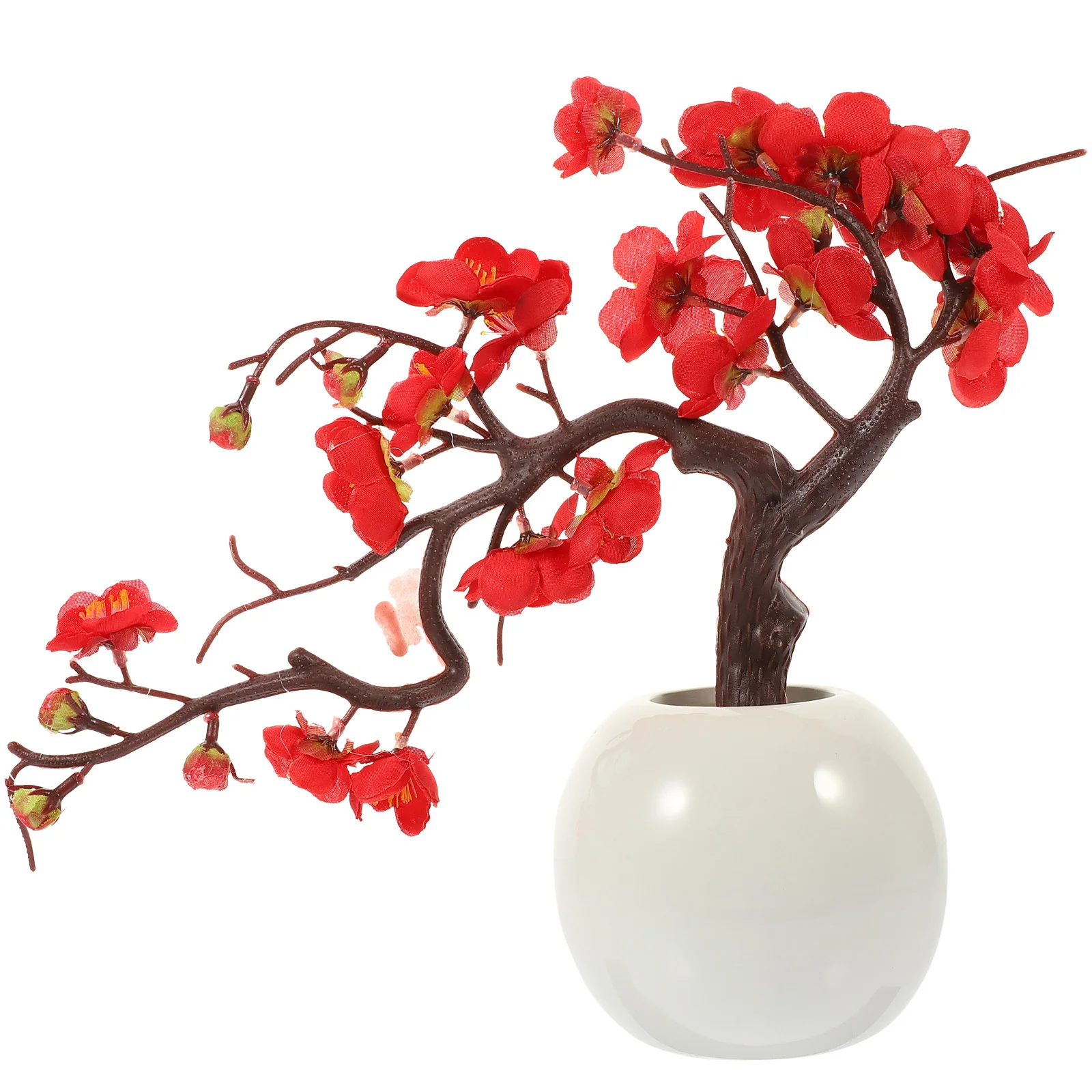 

Realistic Artificial Bonsai Potted Wintersweets Decorative Flower for Home Kitchen Bathroom Office Desk Top Fake Plant in Pot
