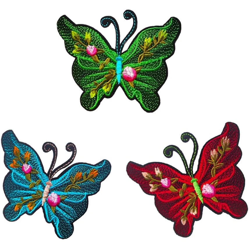 6Pcs Butterfly Patch Iron on Embroidery Clothing Applique Repair Accessory