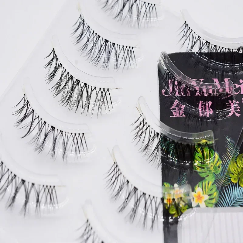 5 ペアつけまつげセットナチュラル Effecr 繊維まつげリアルファイバーショートクロス偽まつげメイクアップまつげエクステンション