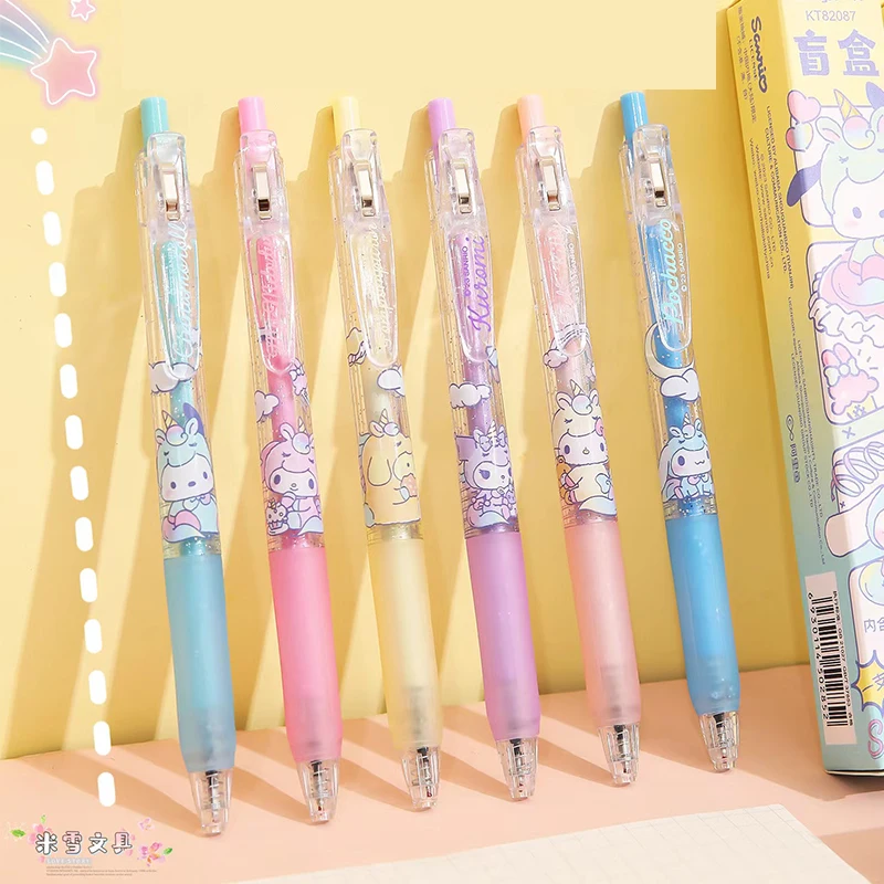 1 Pieces Unicorn Sanrio Cartoon Stationery Gel Pen Mymelody Kuromi Cinnamoroll Pom Pom Purin Pochacco Neutral Pen Signature Pen