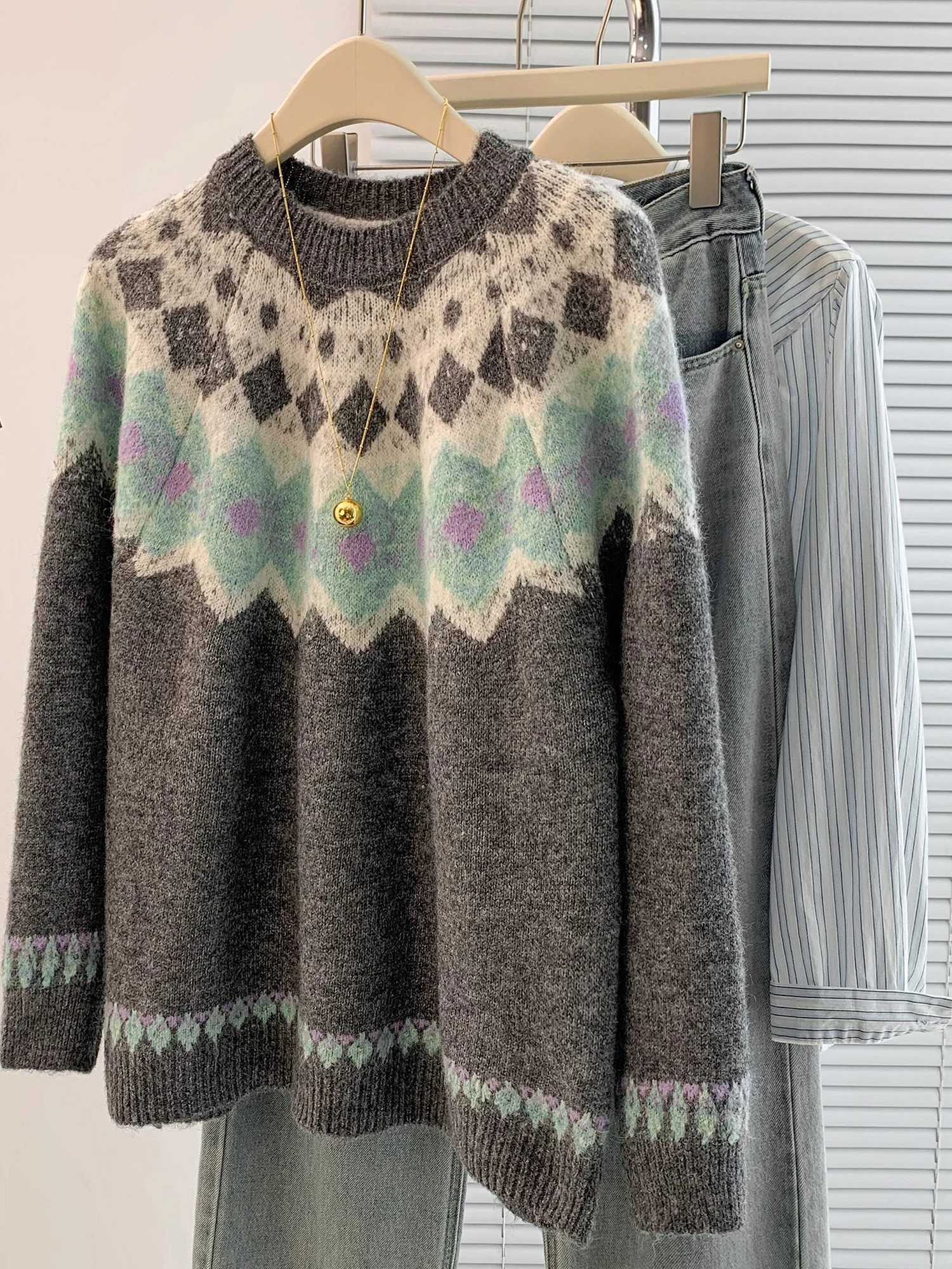 Thiened-suéter largo Sve para mujer, abrigo Vintage Lazy Sle de talla grande para otoño e invierno