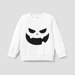 PatPat Toddler Girl/Boy Halloween Pattern Sweatshirt Soft and Comfortable  Perfect for Outings and Daily Wear Basic Style