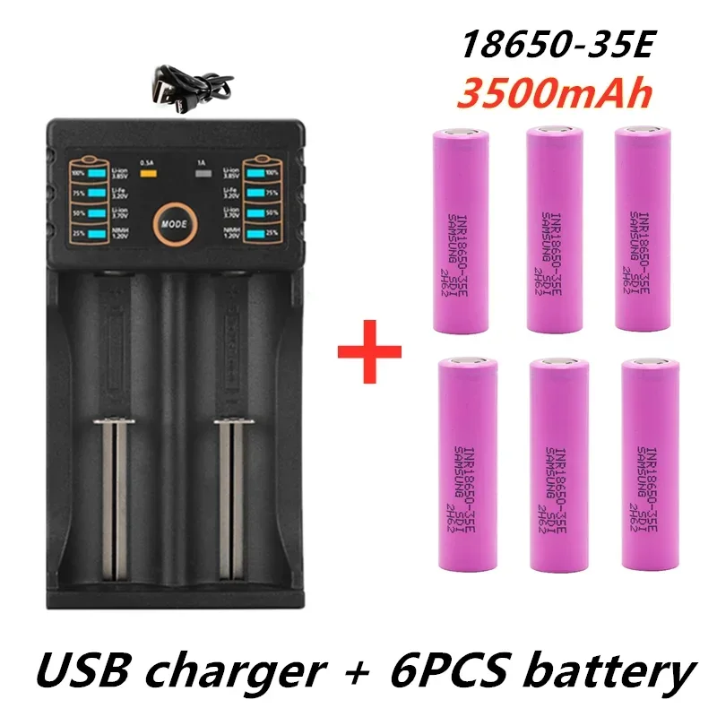 

100% New original For 18650 3500mAh 13A discharge INR18650-35E 18650 battery Li-ion 3.7v rechargable Battery+USB Charger