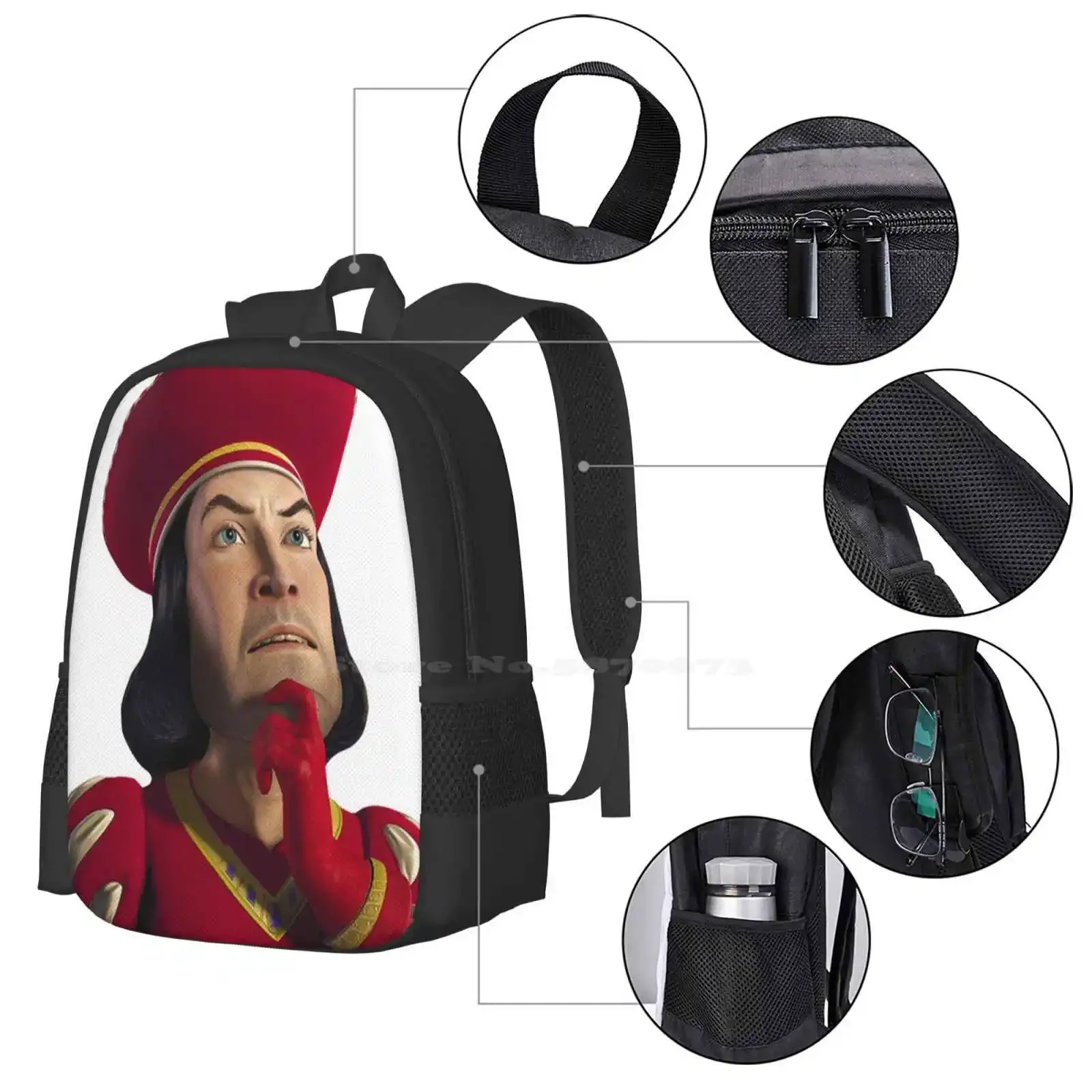 Lord In Thought رائجة البيع حقيبة مدرسية على ظهره حقائب الموضة Lord Farquaad Smoulder Thinking Pose Posing #4
